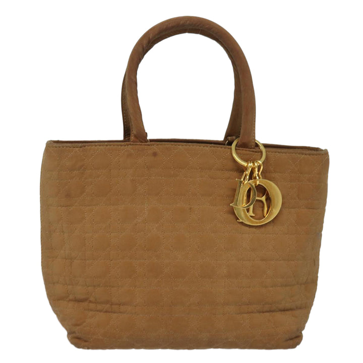 CHRISTIAN Dior Lady Dior Canage Hand Bag Nylon Brown Auth 81880