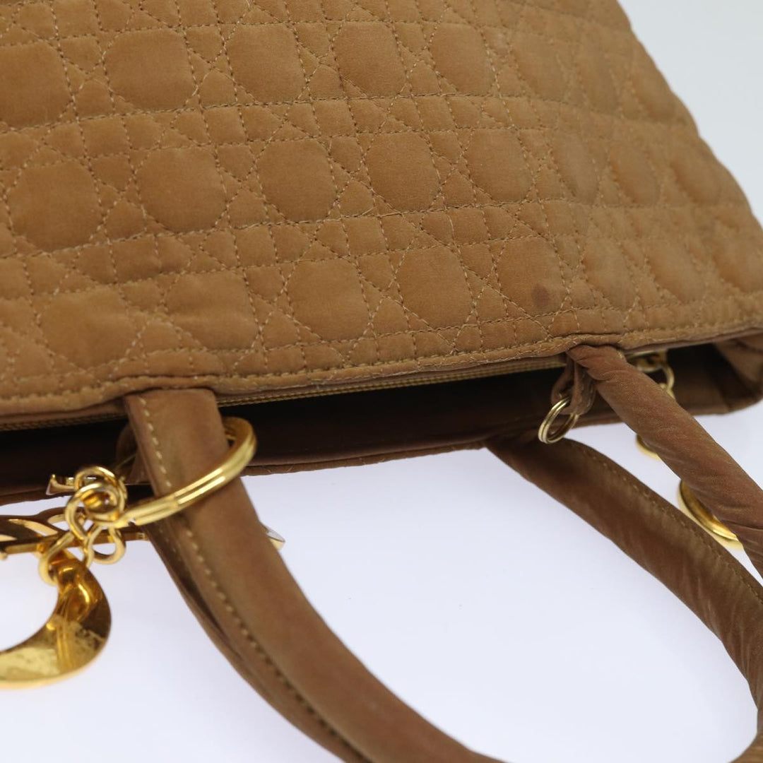 CHRISTIAN Dior Lady Dior Canage Hand Bag Nylon Brown Auth 81880