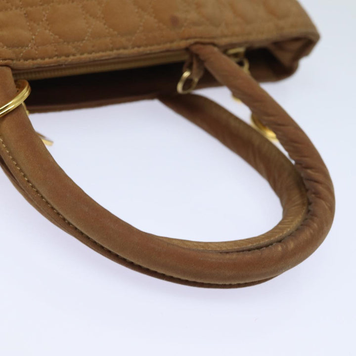 CHRISTIAN Dior Lady Dior Canage Hand Bag Nylon Brown Auth 81880