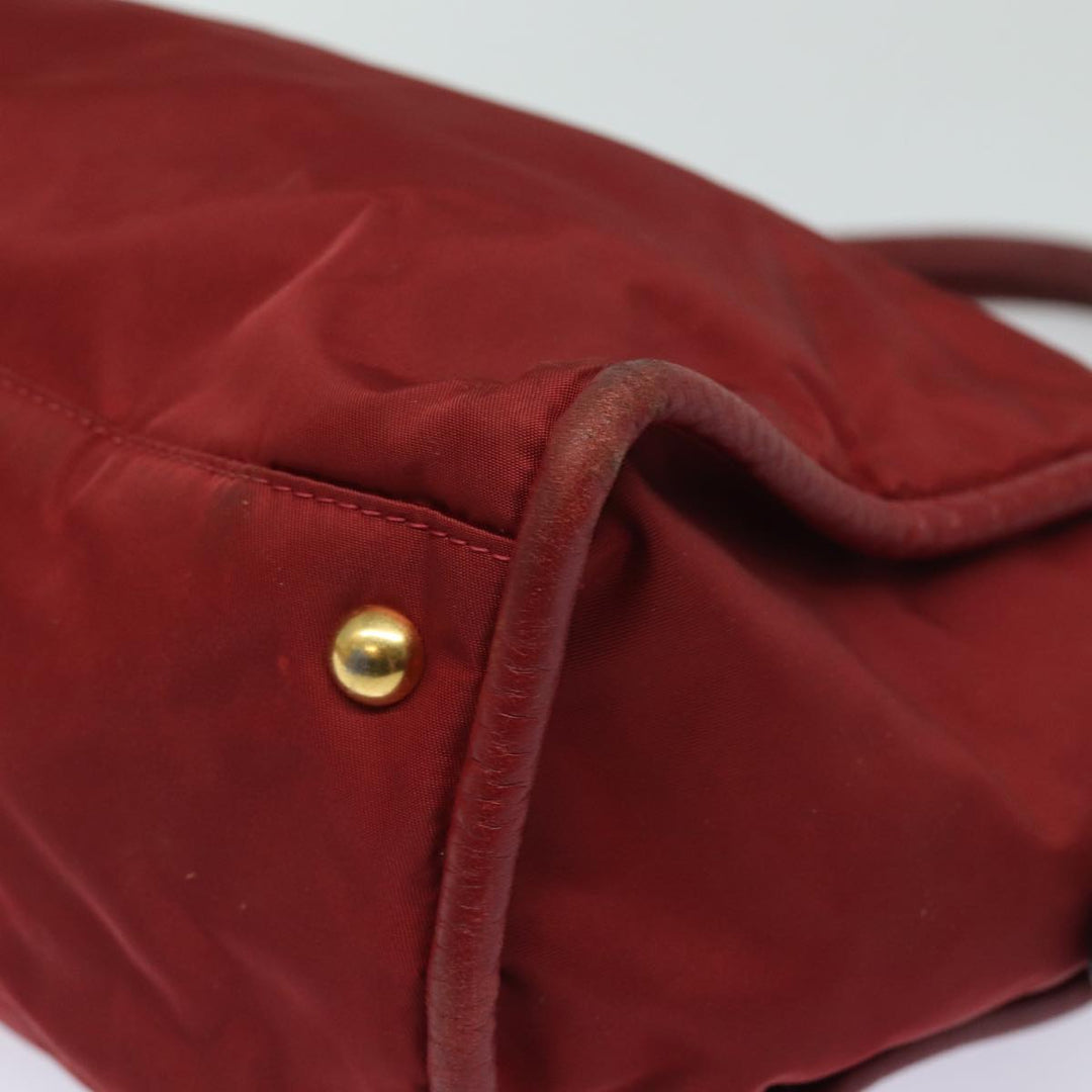 Celine Hand Bag Nylon Red Auth 81901