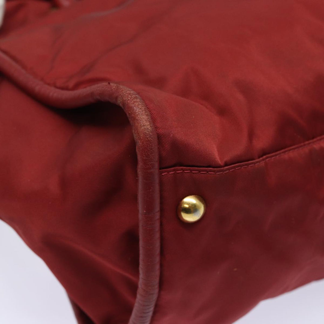 Celine Hand Bag Nylon Red Auth 81901