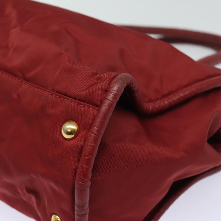 Celine Hand Bag Nylon Red Auth 81901