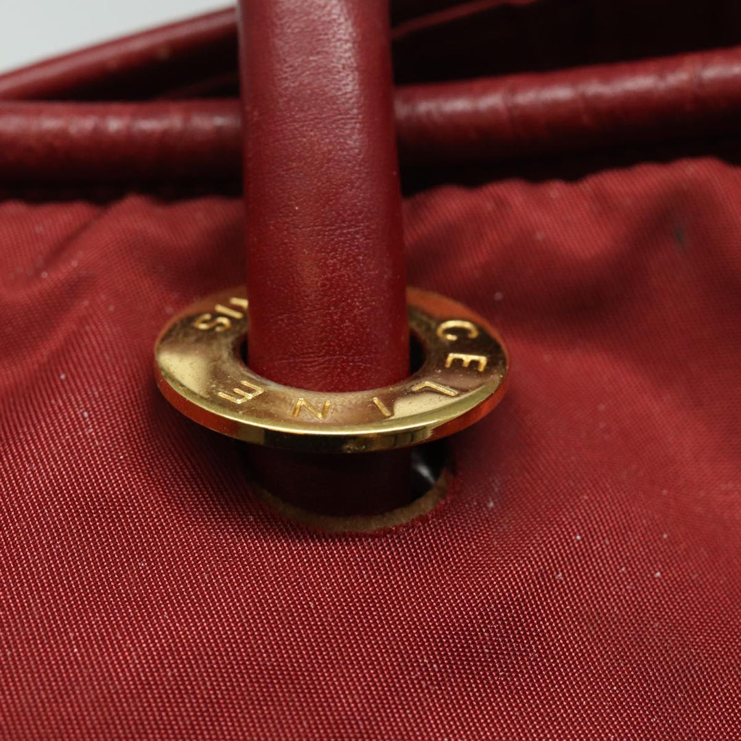 Celine Hand Bag Nylon Red Auth 81901