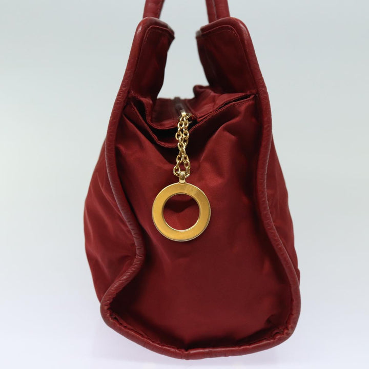 Celine Hand Bag Nylon Red Auth 81901