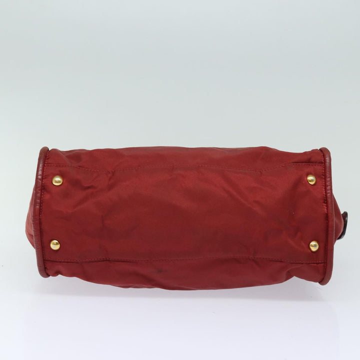 Celine Hand Bag Nylon Red Auth 81901