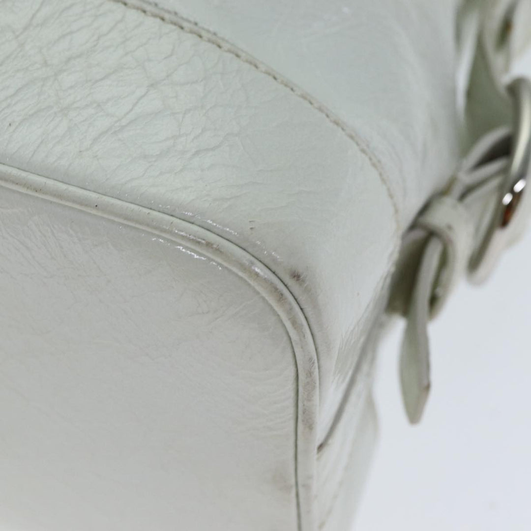 Celine Hand Bag Enamel White Auth 81909