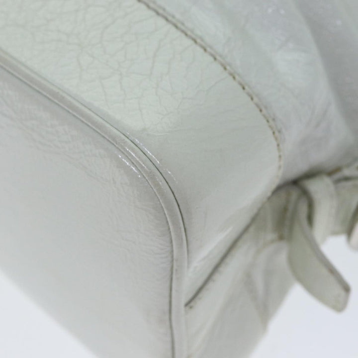Celine Hand Bag Enamel White Auth 81909