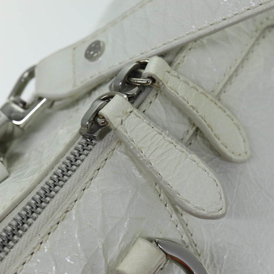 Celine Hand Bag Enamel White Auth 81909