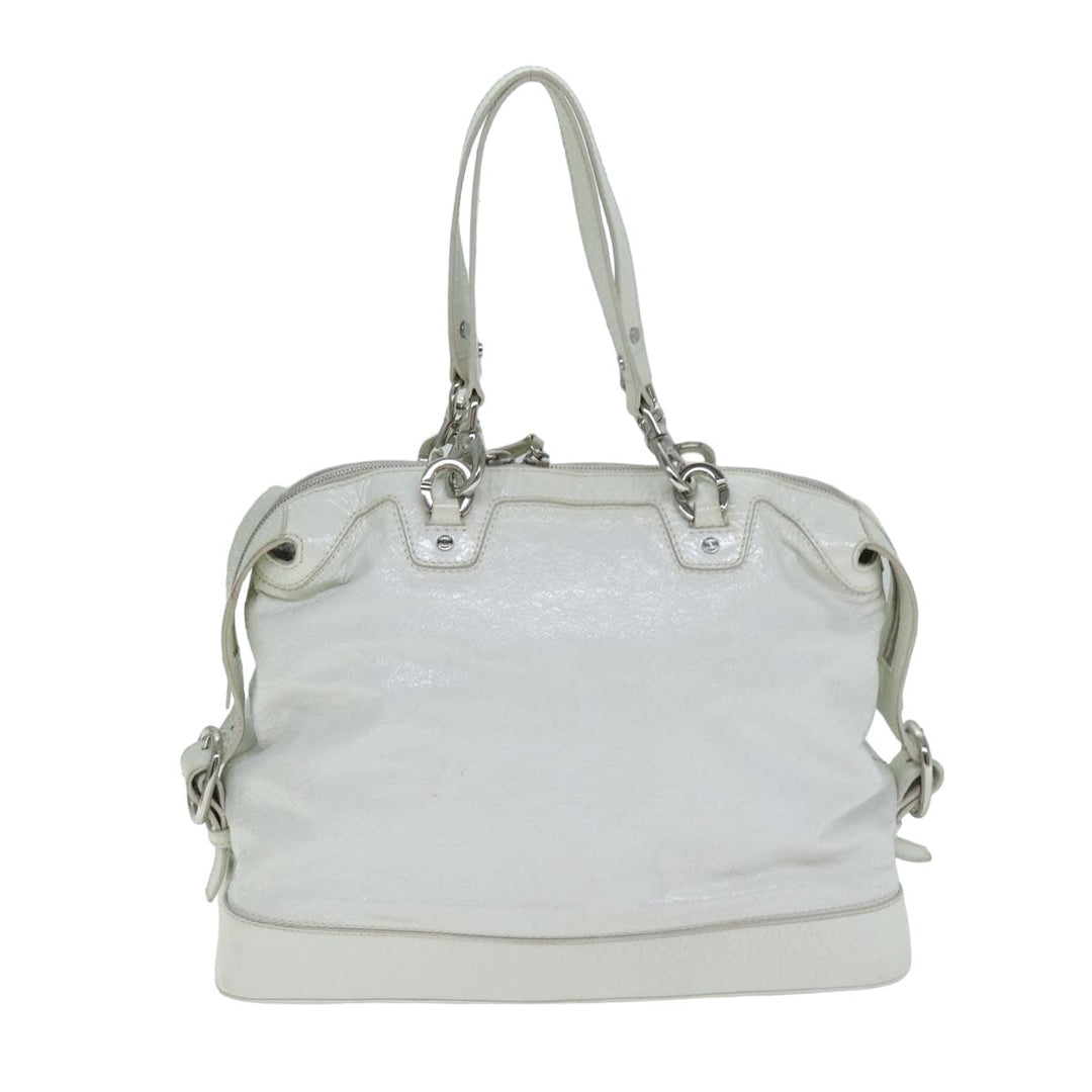 Celine Hand Bag Enamel White Auth 81909
