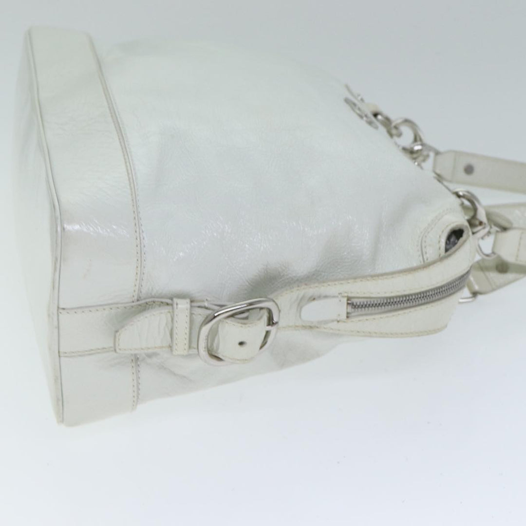 Celine Hand Bag Enamel White Auth 81909