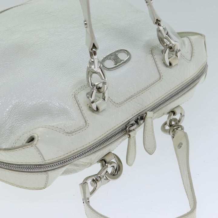 Celine Hand Bag Enamel White Auth 81909