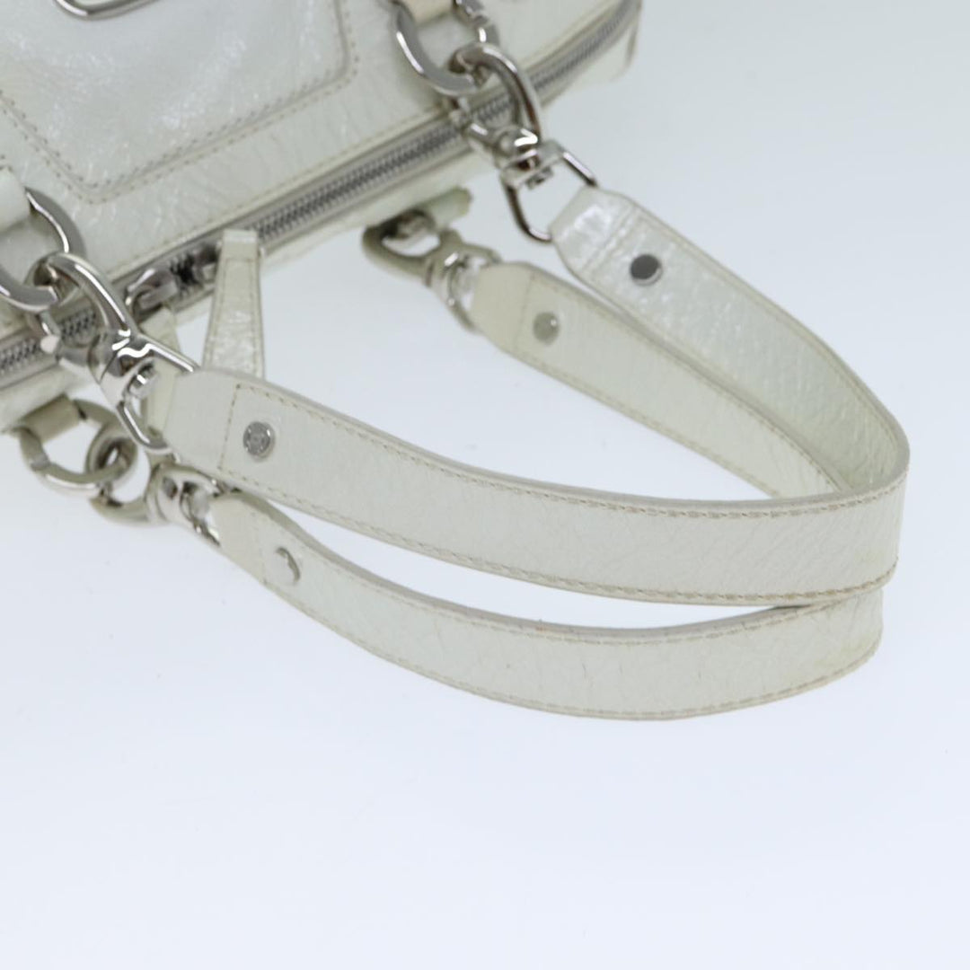 Celine Hand Bag Enamel White Auth 81909