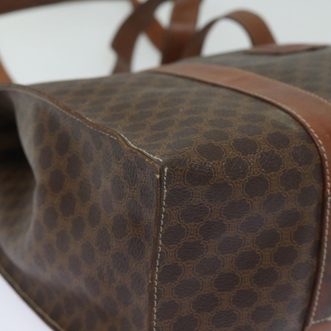 Celine Macadam Canvas Shoulder Bag PVC Leather Brown Auth 81936