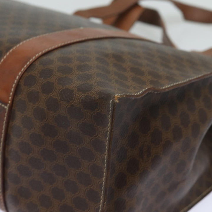 Celine Macadam Canvas Shoulder Bag PVC Leather Brown Auth 81936