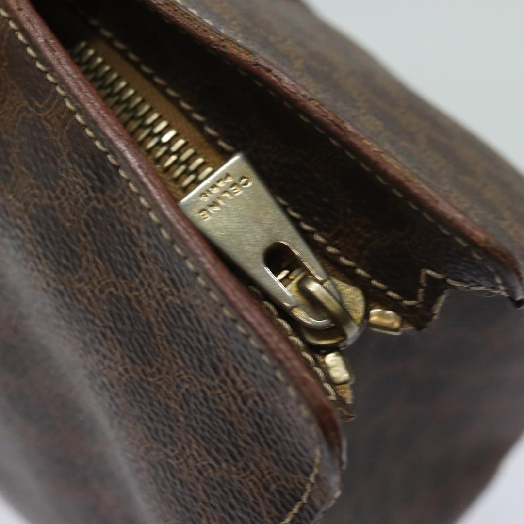 Celine Macadam Canvas Shoulder Bag PVC Leather Brown Auth 81936