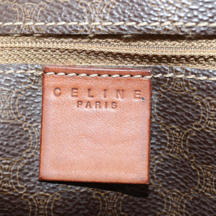 Celine Macadam Canvas Shoulder Bag PVC Leather Brown Auth 81936