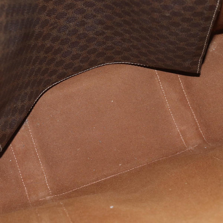 Celine Macadam Canvas Shoulder Bag PVC Leather Brown Auth 81936