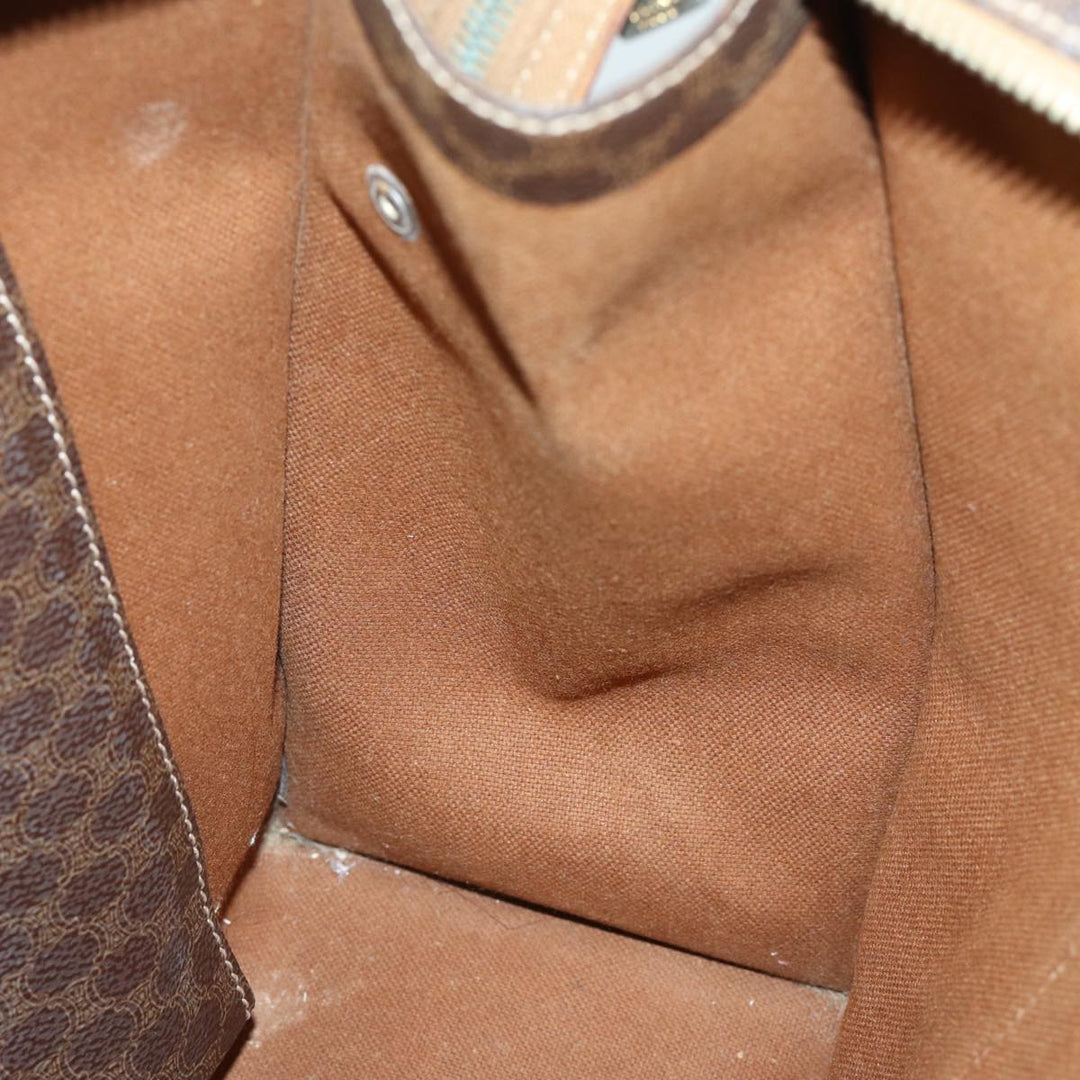 Celine Macadam Canvas Shoulder Bag PVC Leather Brown Auth 81936