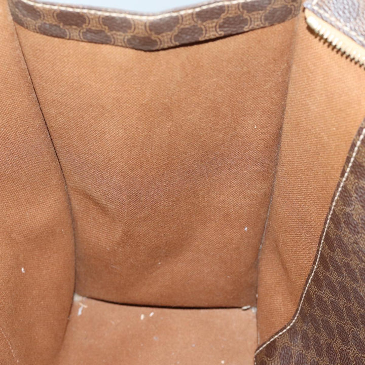 Celine Macadam Canvas Shoulder Bag PVC Leather Brown Auth 81936