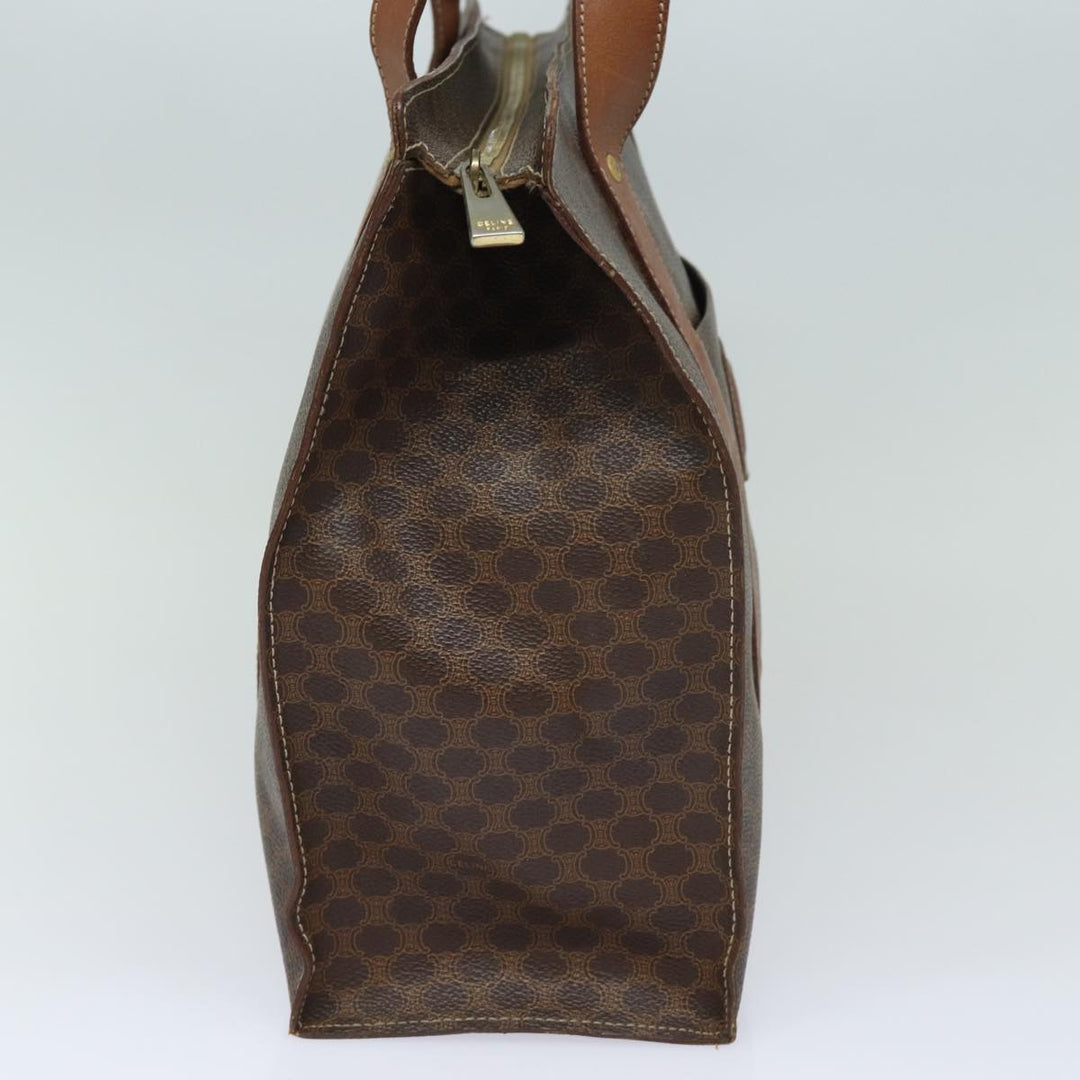 Celine Macadam Canvas Shoulder Bag PVC Leather Brown Auth 81936