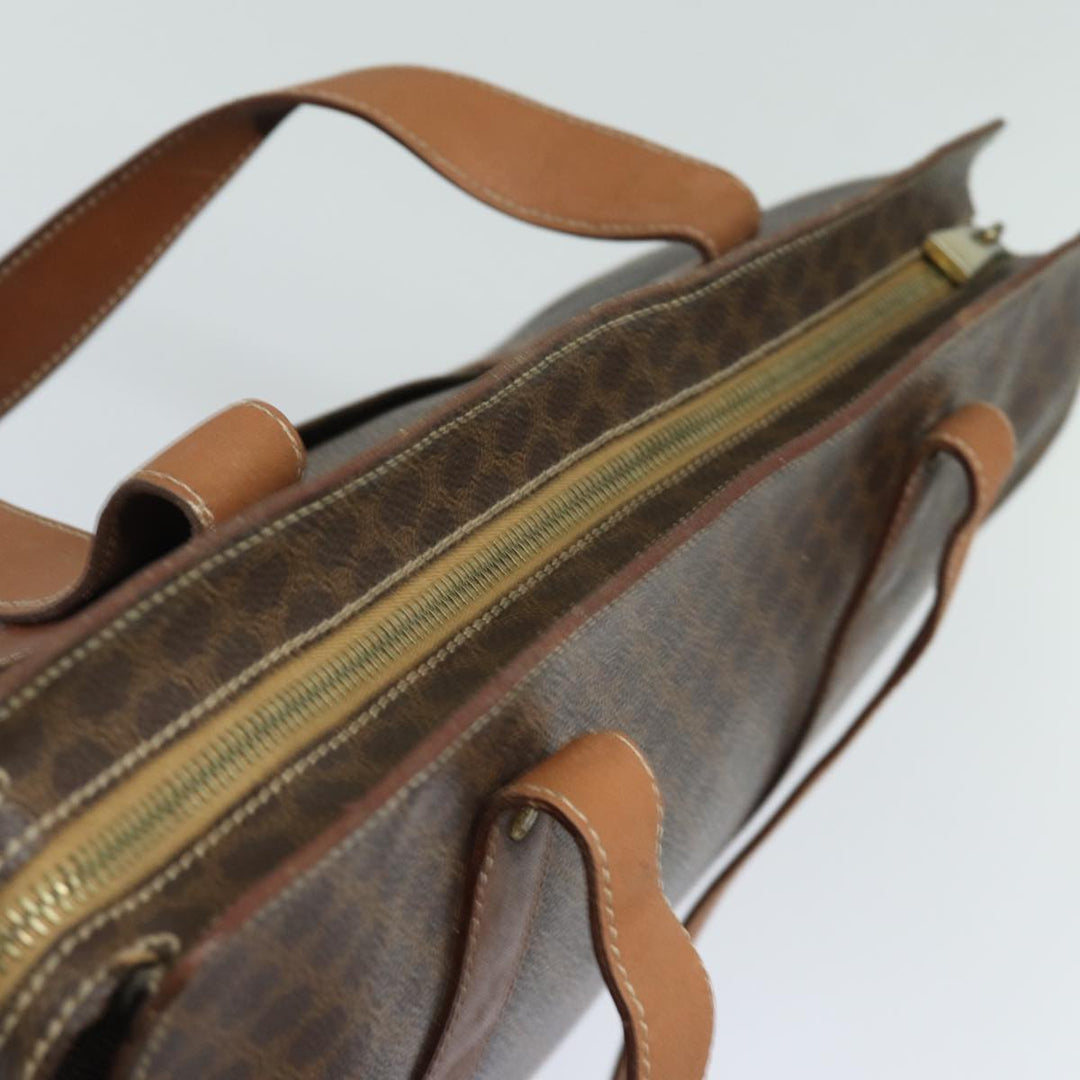Celine Macadam Canvas Shoulder Bag PVC Leather Brown Auth 81936