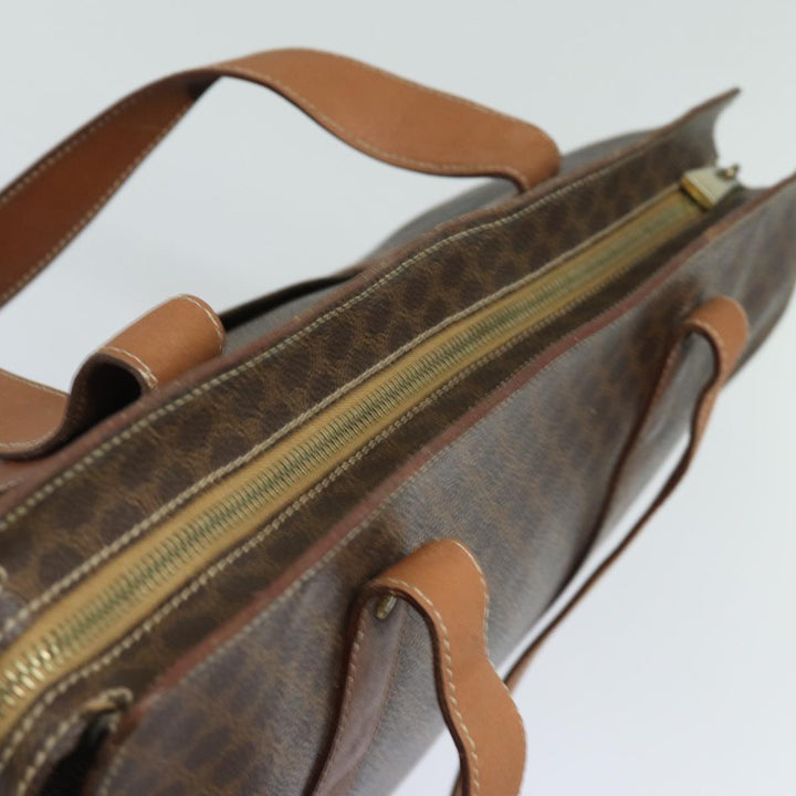 Celine Macadam Canvas Shoulder Bag PVC Leather Brown Auth 81936