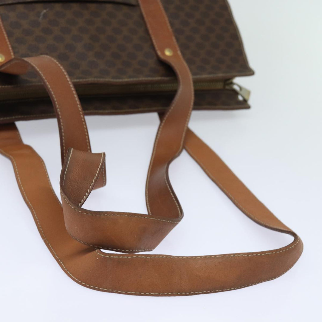Celine Macadam Canvas Shoulder Bag PVC Leather Brown Auth 81936