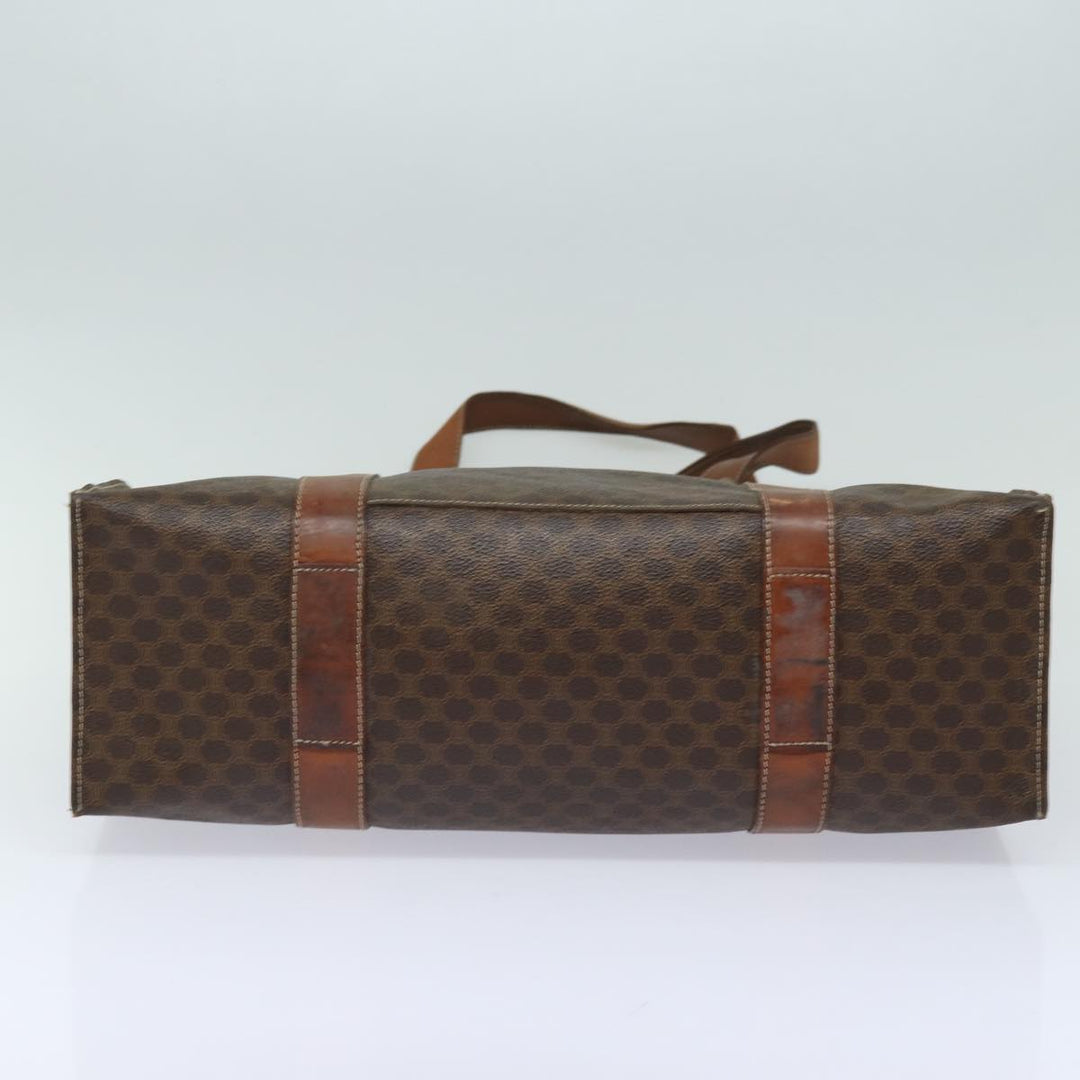 Celine Macadam Canvas Shoulder Bag PVC Leather Brown Auth 81936