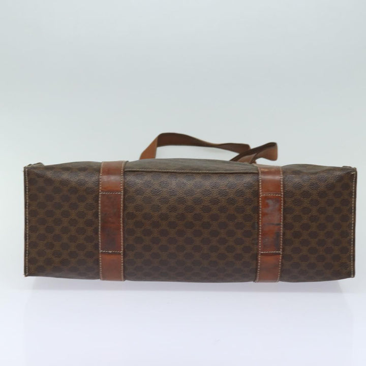 Celine Macadam Canvas Shoulder Bag PVC Leather Brown Auth 81936