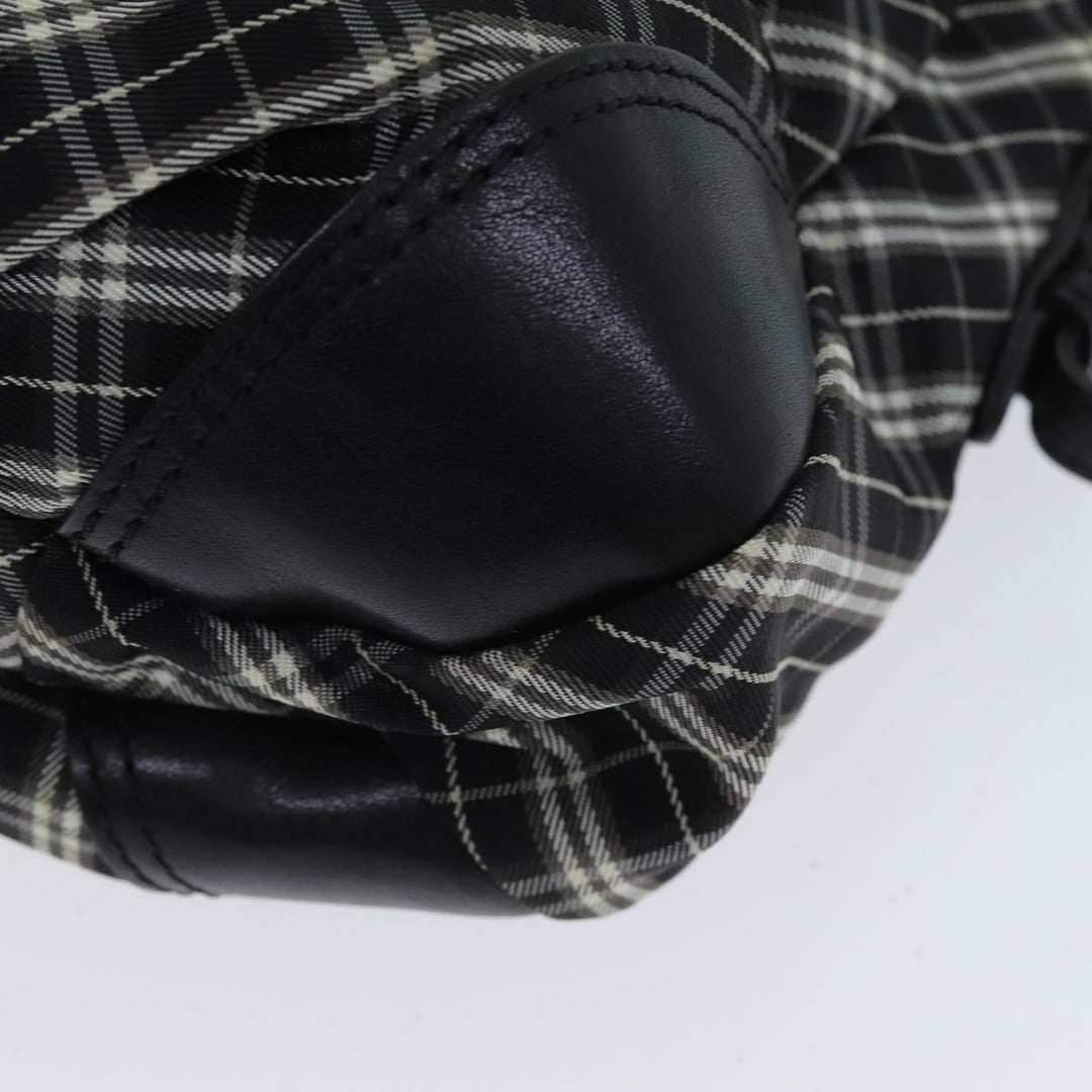 Burberry Nova Check Blue Label Hand Bag Nylon Black Auth 81944