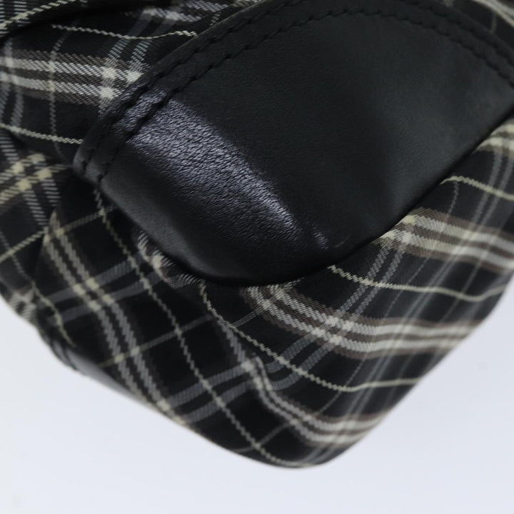 Burberry Nova Check Blue Label Hand Bag Nylon Black Auth 81944