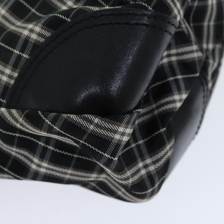 Burberry Nova Check Blue Label Hand Bag Nylon Black Auth 81944
