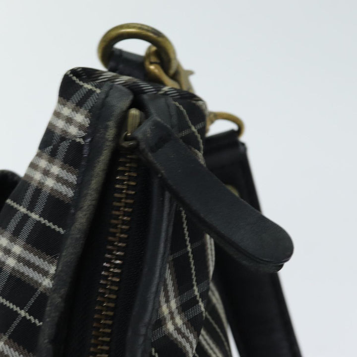 Burberry Nova Check Blue Label Hand Bag Nylon Black Auth 81944