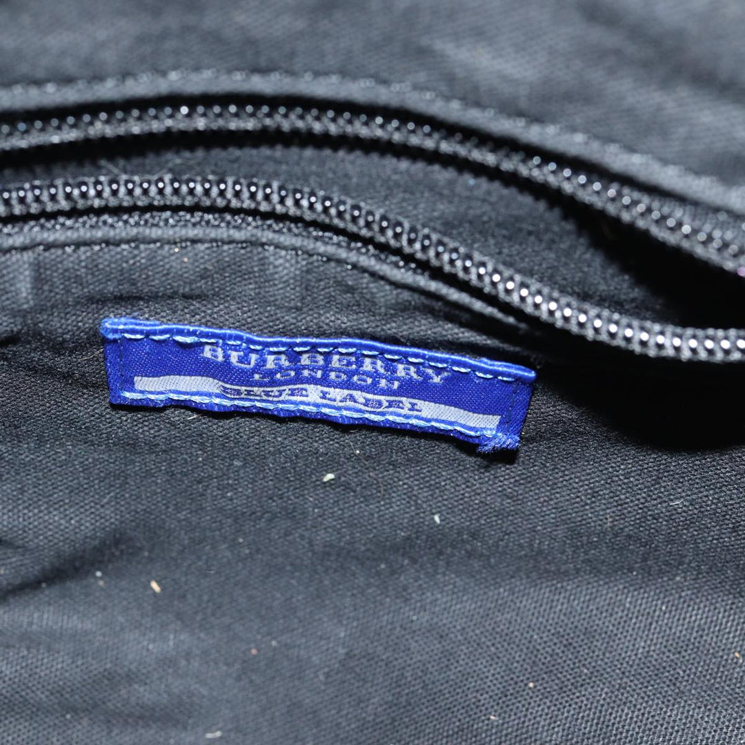 Burberry Nova Check Blue Label Hand Bag Nylon Black Auth 81944