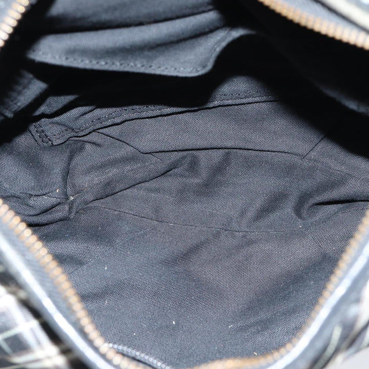 Burberry Nova Check Blue Label Hand Bag Nylon Black Auth 81944
