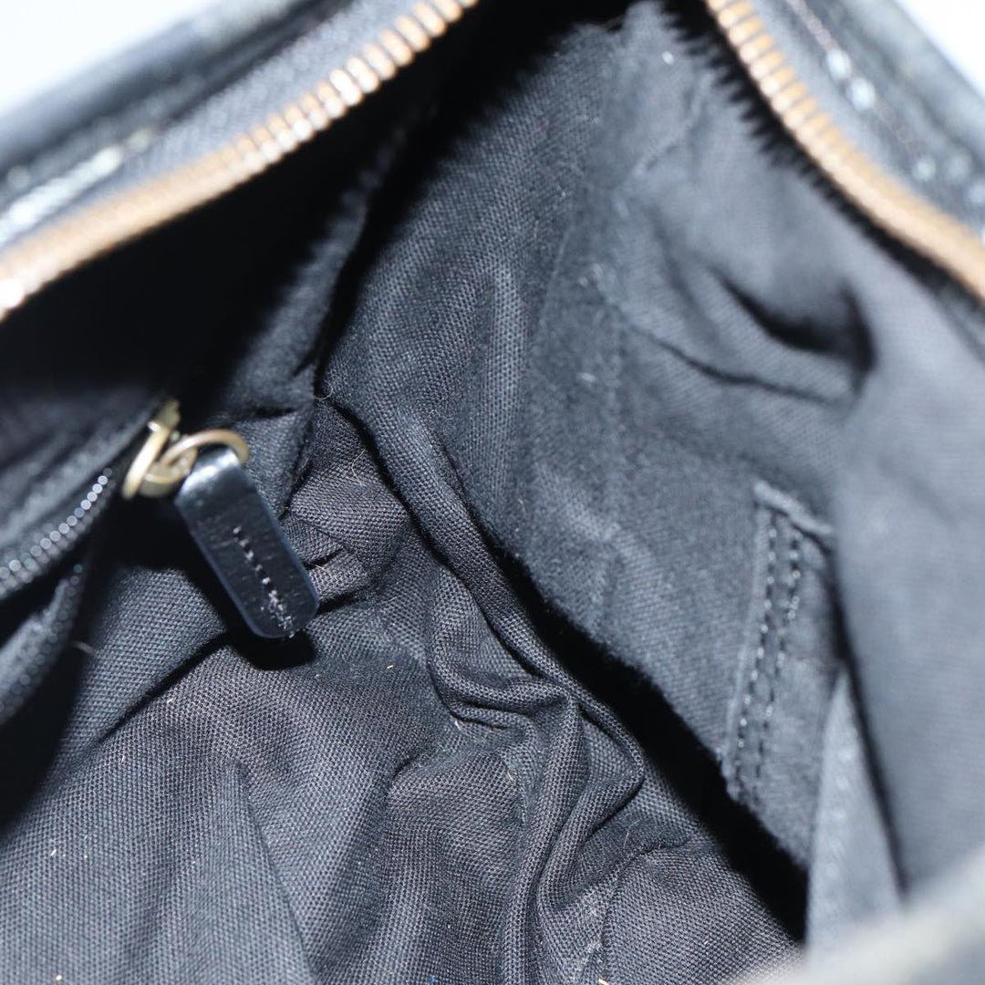 Burberry Nova Check Blue Label Hand Bag Nylon Black Auth 81944