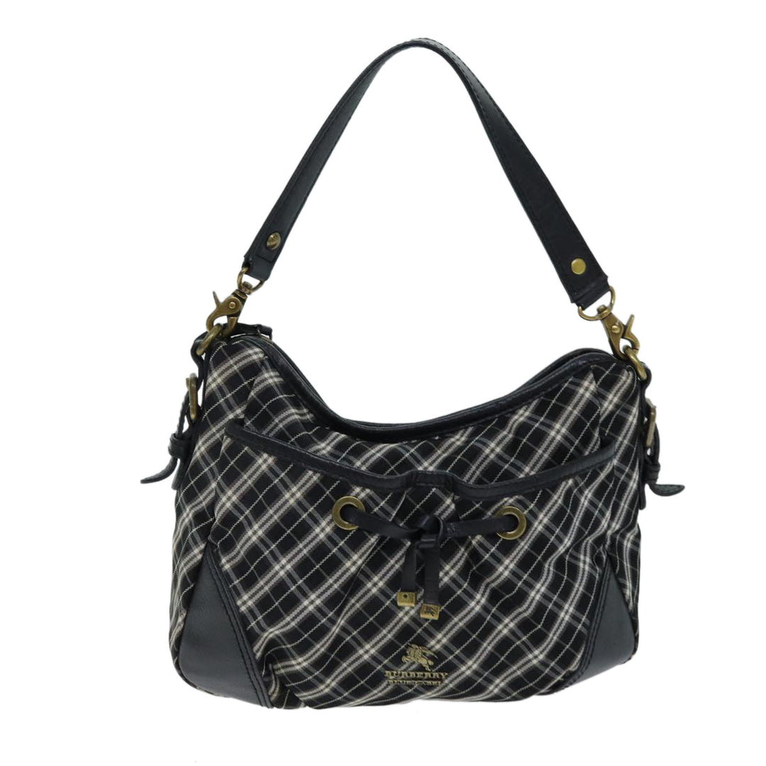 Burberry Nova Check Blue Label Hand Bag Nylon Black Auth 81944