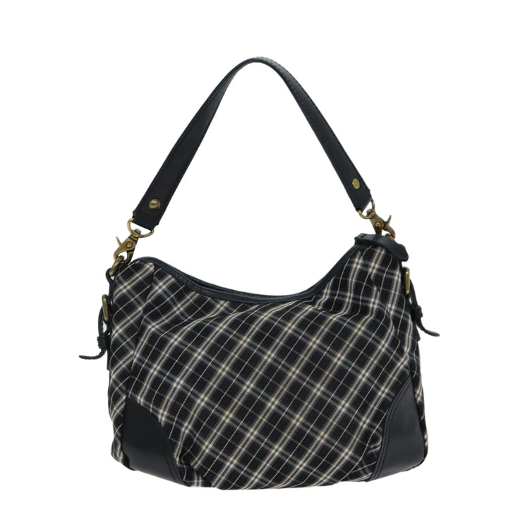 Burberry Nova Check Blue Label Hand Bag Nylon Black Auth 81944