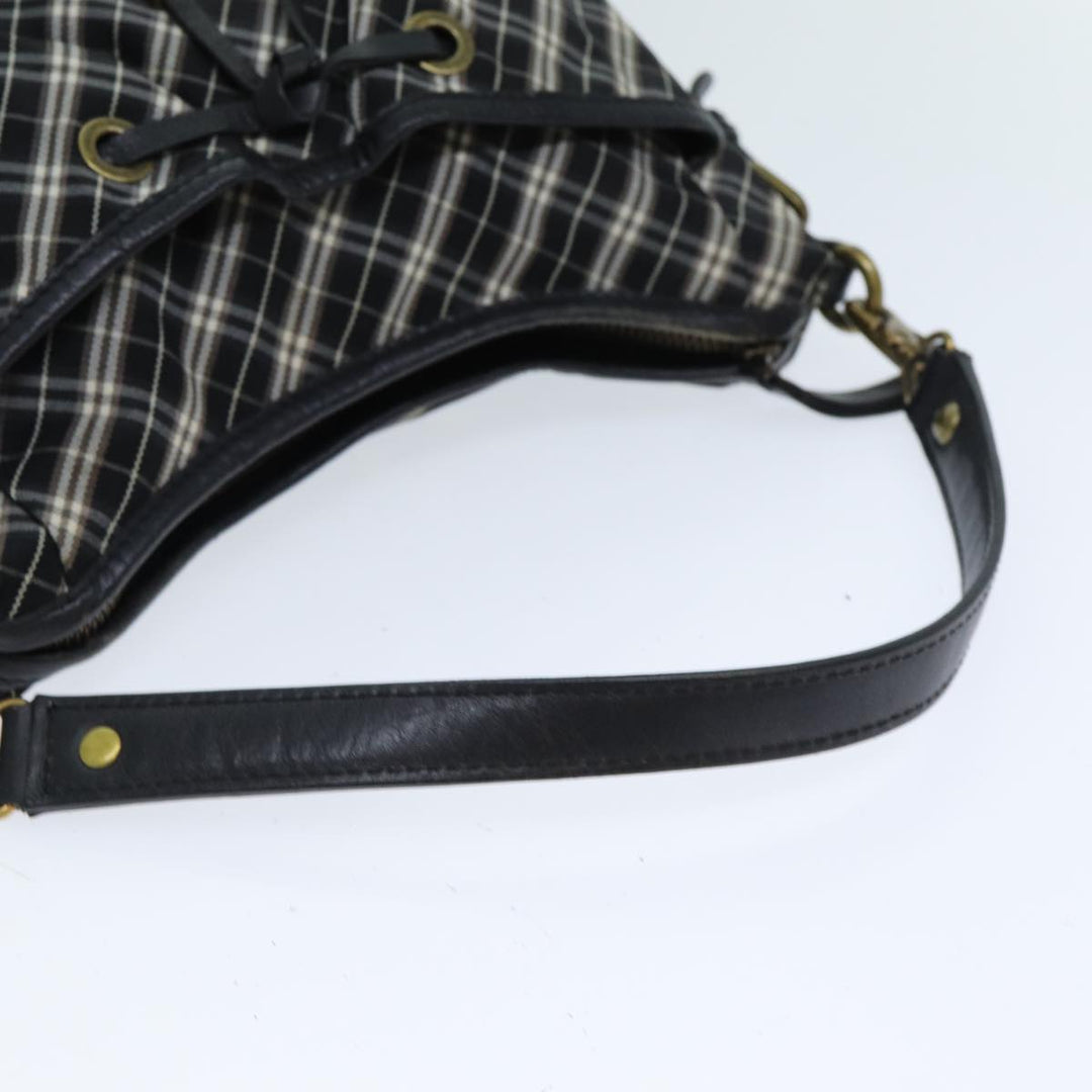 Burberry Nova Check Blue Label Hand Bag Nylon Black Auth 81944