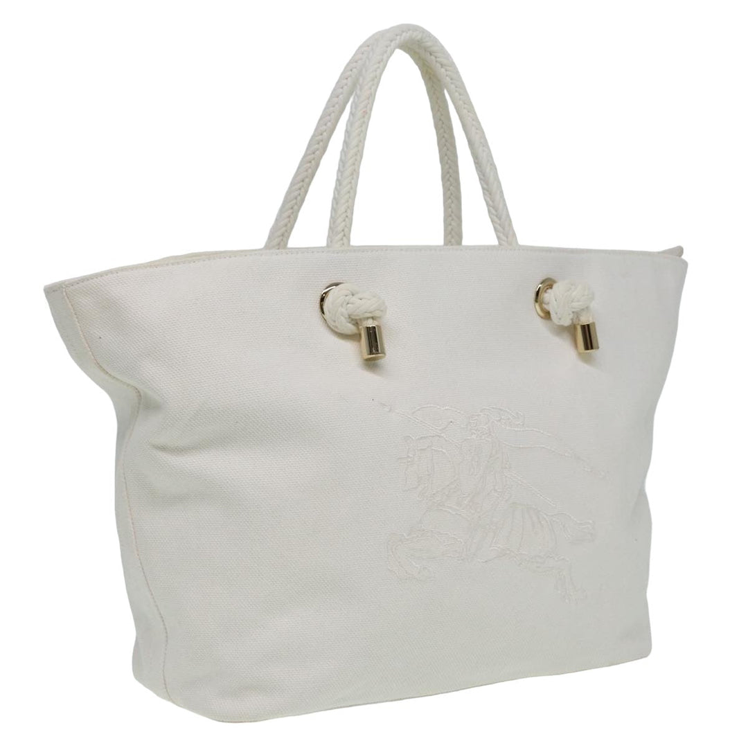 Burberry Tote Bag Canvas White Auth 81965