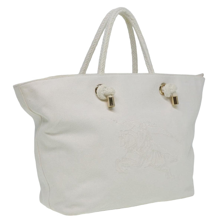 Burberry Tote Bag Canvas White Auth 81965