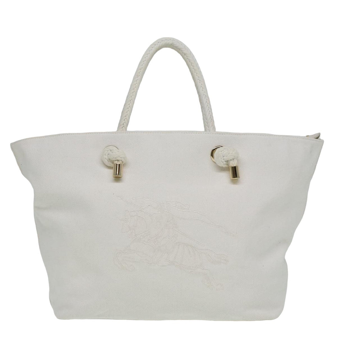 Burberry Tote Bag Canvas White Auth 81965