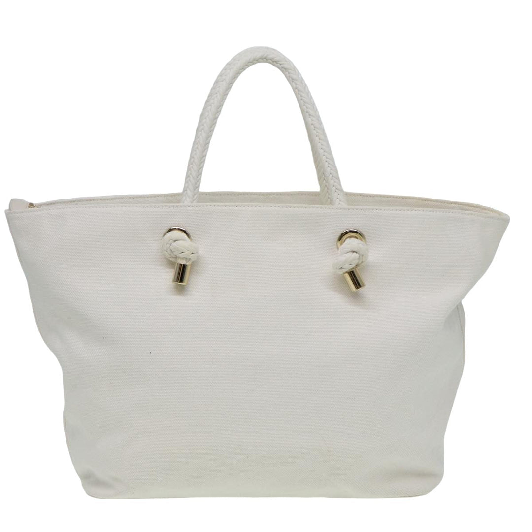 Burberry Tote Bag Canvas White Auth 81965
