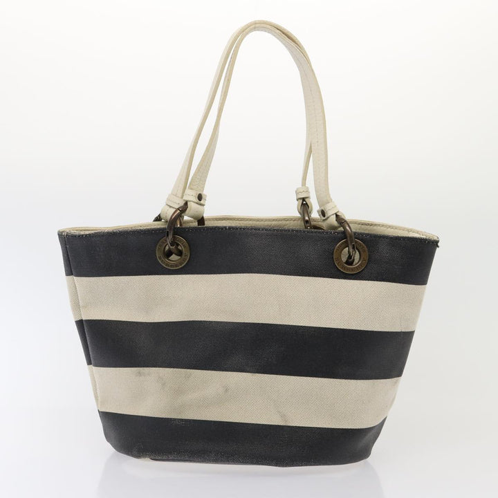 Burberry Blue Label Hand Bag Canvas Leather 2Set White Black Auth 81984