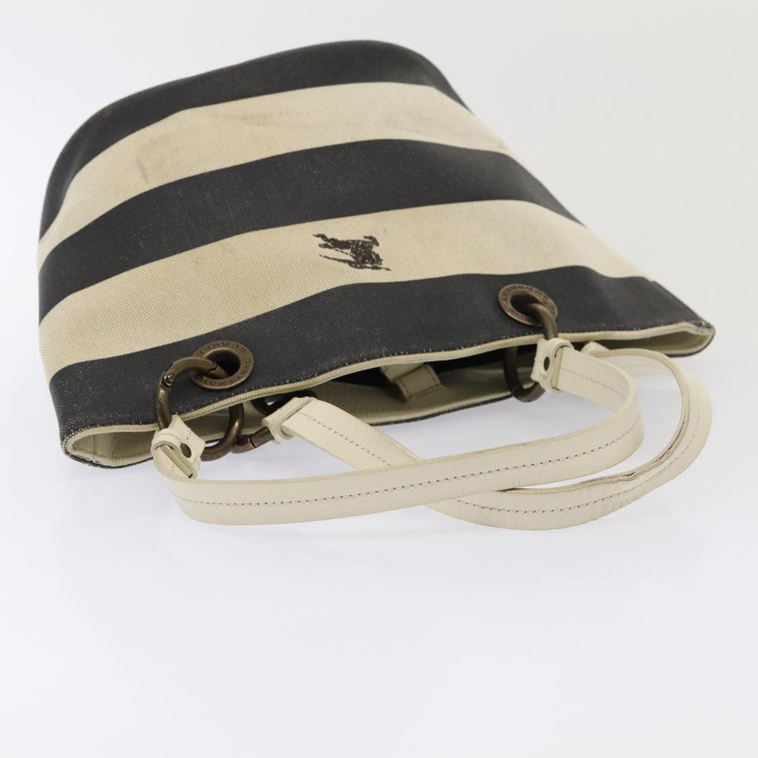 Burberry Blue Label Hand Bag Canvas Leather 2Set White Black Auth 81984