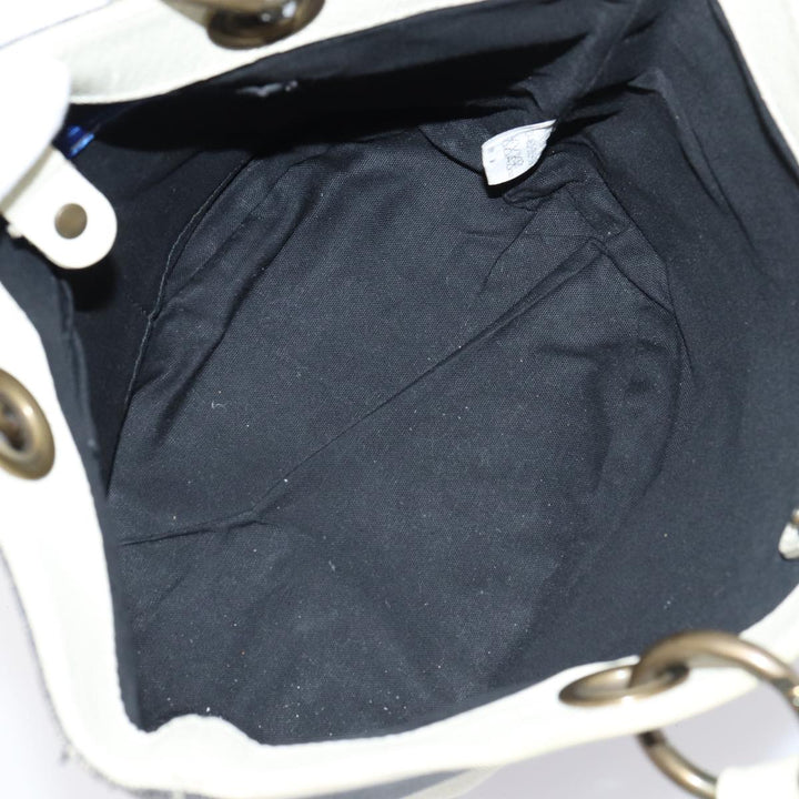 Burberry Blue Label Hand Bag Canvas Leather 2Set White Black Auth 81984