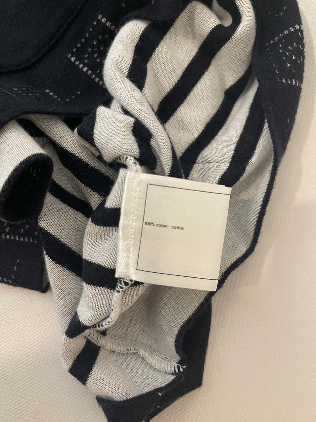 Top Quality Chanel 09P Navy and White Sleeveless Hoodie Top with Logo Details Size FR 42 (UK 14)