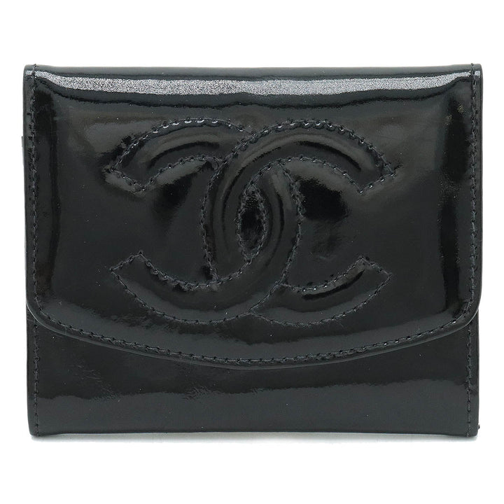Top Quality Chanel Top Quality Chanel Coinmark Coincase Coinwork Coinwork Patent Leather Black Black Silver Gold A01430