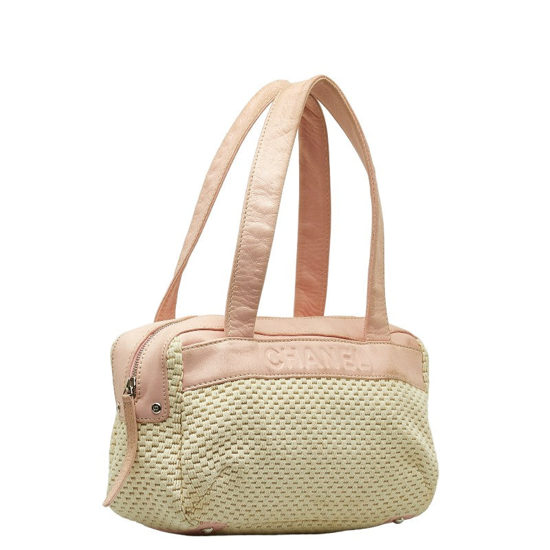 Top Quality Chanel Logo One-Shoulder Bag Handbag Pink Natural Leather Cotton  CHANEL