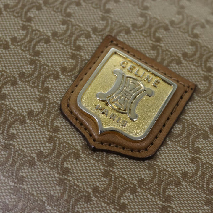 Celine Macadam Canvas Shoulder Bag Beige Auth 82010